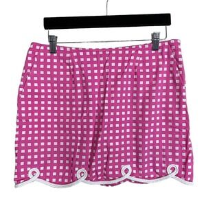 Golfini Shirley Temple Skort Pickleball 8 Pink Gingham Scalloped Rope Trim Skirt